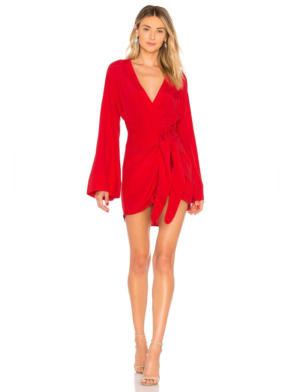 L'Academie The Janeiro Mini Dress in Red Front Wrap Dress Small